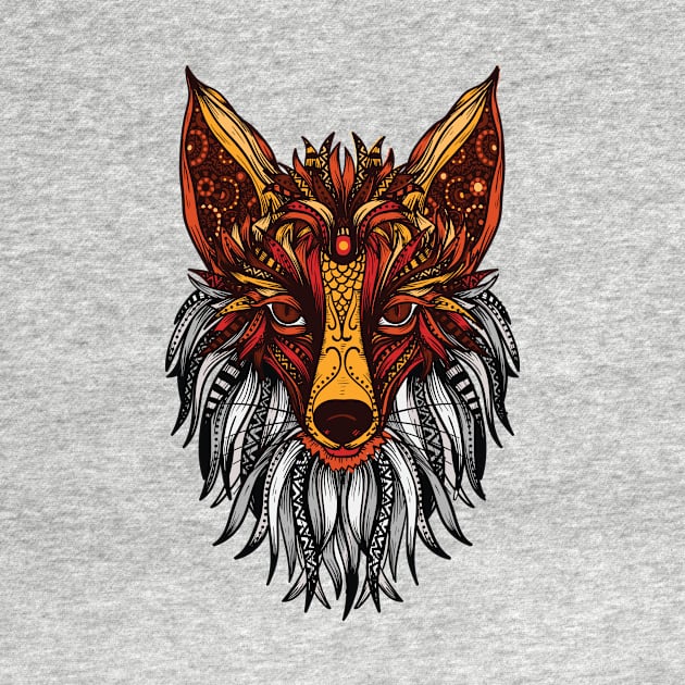 Mandala FOX  colorful cute animal by Midoart